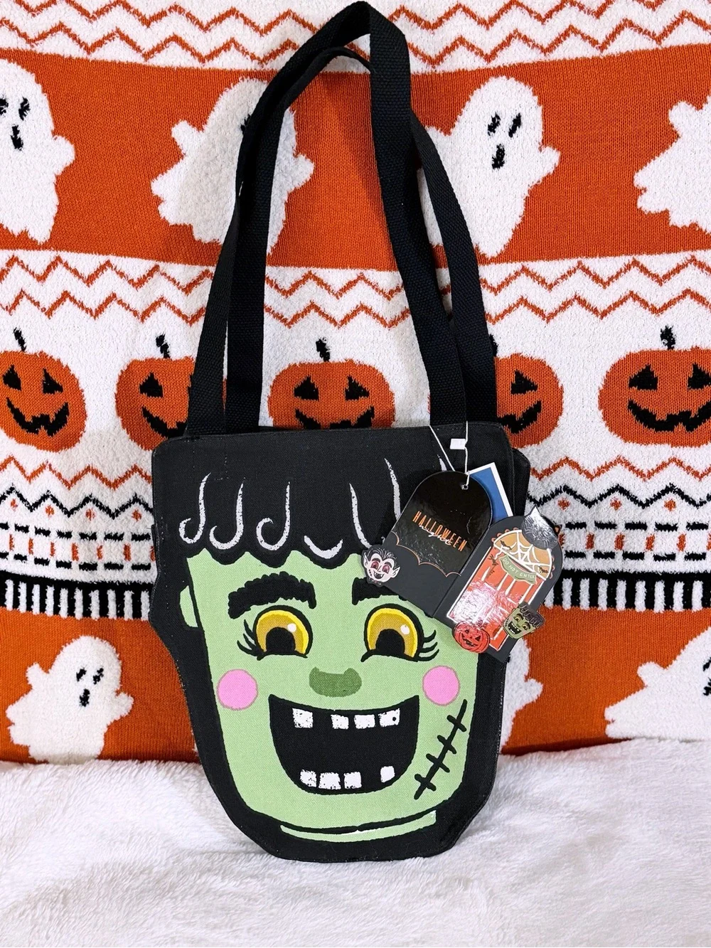 VIRAL Frankenstein and Dracula Halloween Trick or Treat Tote Bag